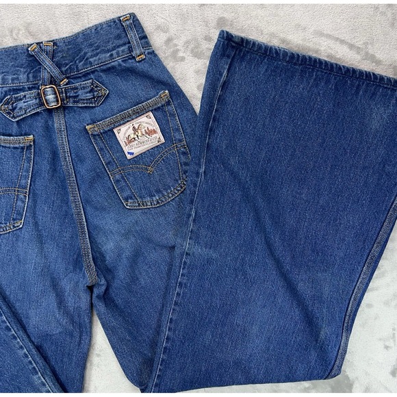 Levi's Denim - Vintage LEVI'S Cinch Back Jeans Womens 9 Blue Wide Leg Bell Bottom 70s High Rise